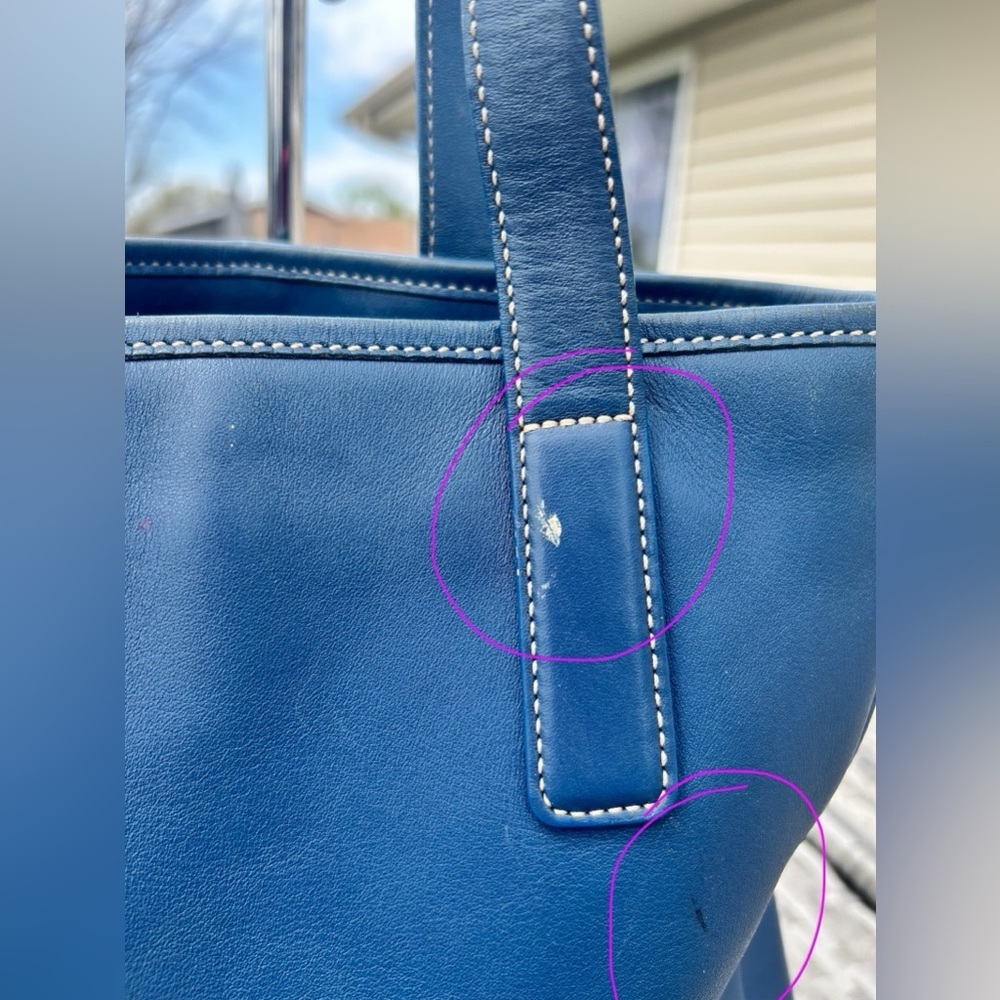 1992 True Vintage Cornflower Blue Coach Hampton Shoulder Bag Tote​ - Picture 3 of 14